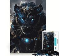 Puzzle Difficile Panthère aux Yeux Bleus pour Adultes, 1000 pièces, Jeu de logique Solide, Moments de Partage, Bords Nets, (50x75cm)