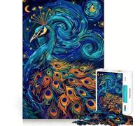 Puzzle Difficile Paon dans la Nuit étoilée pour Adultes, 1000 pièces, Jeu de logique Solide, Moments de Partage, Bords Nets, (38x26cm)