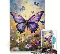 Puzzle Difficile Papillon Violet dans Un Champ pour Adultes, 1000 pièces, pour stimuler la mémoire, détente et Assemblage Facile, Cadeau Artistique (38x52cm)