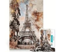 Puzzle Difficile Paris à l'aquarelle pour Adultes, 1000 pièces, Think Toy, Divertissement paisible, découpe Nette, Belle œuvre d'art (50x75cm)