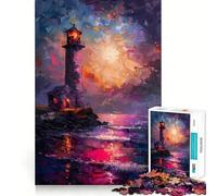 Puzzle Difficile Phare de l'océan Violet pour Adultes, 1000 pièces, Puzzle de mémoire Facile à Assembler, Cadeau Artistique (50x75cm)