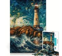 Puzzle Difficile Phare étoilé pour Adultes, 1000 pièces, Version améliorée, Doux et Relaxant, découpe Nette, Cadeau Unique 50x75cm