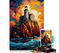 Puzzle Difficile Phare sous la Nuit étoilée pour Adultes, 1000 pièces, Version améliorée, Doux et Relaxant, découpe Nette, Cadeau Unique 50x75cm
