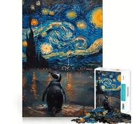 Puzzle Difficile Pingouin dans la Nuit étoilée pour Adultes, 1000 pièces, Think Toy, Divertissement paisible, découpe Nette, Belle œuvre d'art (38x52cm)