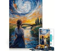 Puzzle Difficile Pont sous la Nuit étoilée pour Adultes, 1000 pièces, pour stimuler la mémoire, apaiser et s'évader Un 38x52cm