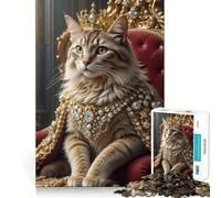Puzzle Difficile Portrait de Chat Royal pour Adultes, 1000 pièces, Jeu de logique et d'adresse, à Partager en Famille, pièce de Collection (50x75cm)
