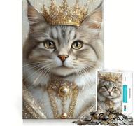 Puzzle Difficile Portrait de Chat Royal pour Adultes, 1000 pièces, Jeu de logique et d'adresse, à Partager en Famille, pièce de Collection (38x26cm)