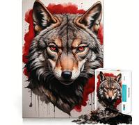 Puzzle Difficile Portrait de Loup Rouge pour Adultes, 1000 pièces, Jeu de logique et d'adresse, à Partager en Famille, pièce de Collection (50x75cm)