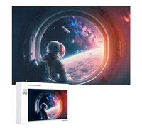 Puzzle Difficile pour Adultes 1000 PCS Astronaut Gazing at Alien Planet Puzzles pour Adultes, Jouet, Décoration Murale, Défi Éducatif De Course De Vitesse Manuelle 1000 PCS