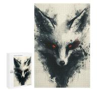 Puzzle Difficile pour Adultes 1000 PCS Black Kitsune Fox Painting Puzzle pour Adultes Jeux De Relaxation Défi Difficile Difficile Difficile À Compléter 1000 PCS