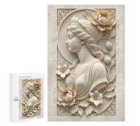 Puzzle Difficile pour Adultes 1000 PCS Classical Woman Sculpture with Floral Accents Casse-tête pour Adultes, Jeu De Réflexion, Cadeau d'anniversaire, Cadeaux, 1000 PCS