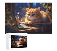 Puzzle Difficile pour Adultes 1000 PCS Cozy Cat on Study Desk Puzzles pour Adultes, Jouet, Décoration Murale, Défi Éducatif De Course De Vitesse Manuelle 1000 PCS
