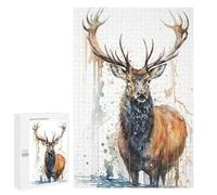 Puzzle Difficile pour Adultes 1000 PCS Deer Watercolor Casse-tête pour Adultes, Jeu De Réflexion, Cadeau d'anniversaire, Cadeaux, 1000 PCS