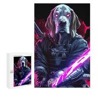 Puzzle Difficile pour Adultes 1000 PCS Dog Basset Hound Samurai with Katana Casse-tête pour Adultes, Jeu De Réflexion, Cadeau d'anniversaire, Cadeaux, 1000 PCS