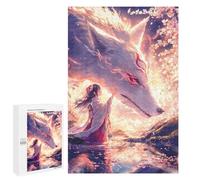 Puzzle Difficile pour Adultes 1000 PCS Fille with Her Kitsune Puzzle pour Adultes Jeux De Relaxation Défi Difficile Difficile Difficile À Compléter 1000 PCS