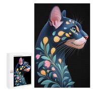 Puzzle Difficile pour Adultes 1000 PCS Floral Bengal Cat Portrait Casse-tête pour Adultes, Jeu De Réflexion, Cadeau d'anniversaire, Cadeaux, 1000 PCS