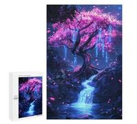 Puzzle Difficile pour Adultes 1000 PCS Japanese Pink Flowers Tree Puzzle pour Adultes Jeux De Relaxation Défi Difficile Difficile Difficile À Compléter 1000 PCS