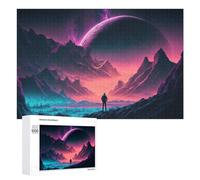 Puzzle Difficile pour Adultes 1000 PCS Majestic Alien Landscape with Giant Planet Puzzles pour Adultes, Jouet, Décoration Murale, Défi Éducatif De Course De Vitesse Manuelle 1000 PCS