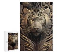 Puzzle Difficile pour Adultes 1000 PCS Mighty Golden Tiger Casse-tête pour Adultes, Jeu De Réflexion, Cadeau d'anniversaire, Cadeaux, 1000 PCS