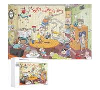 Puzzle Difficile pour Adultes 1000 PCS Mother's Day Chaos A Family's Wild Celebration! Puzzles pour Adultes, Jouet, Décoration Murale, Défi Éducatif De Course De Vitesse Manuelle 1000 PCS