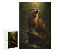Puzzle Difficile pour Adultes 1000 PCS Otter on Rock in Forest Casse-tête pour Adultes, Jeu De Réflexion, Cadeau d'anniversaire, Cadeaux, 1000 PCS