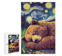 Puzzle Difficile pour Adultes 1000 PCS Ours Sleeping Under Starry Night Puzzle pour Adultes Jeux De Relaxation Défi Difficile Difficile Difficile À Compléter 1000 PCS