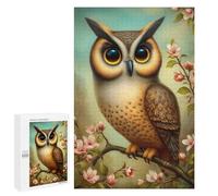 Puzzle Difficile pour Adultes 1000 PCS Owl Perched on Flowering Branch Casse-tête pour Adultes, Jeu De Réflexion, Cadeau d'anniversaire, Cadeaux, 1000 PCS