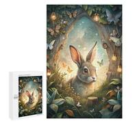 Puzzle Difficile pour Adultes 1000 PCS Rabbit in Enchanted Forest with Butterflies Puzzles pour Adultes - Jeu Familial - pour S'amuser en Famille - Un pour Les Amateurs De Jeux 1000 PCS
