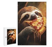 Puzzle Difficile pour Adultes 1000 PCS Sloth Eating Pepperoni Salami Pizza Puzzles pour Adultes - Jeu Familial - pour S'amuser en Famille - Un pour Les Amateurs De Jeux 1000 PCS