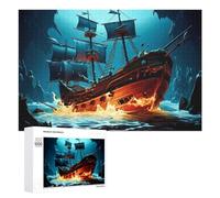 Puzzle Difficile pour Adultes 1000 PCS Sunken Pirate Ship in Mysterious Cavern Puzzles pour Adultes, Jouet, Décoration Murale, Défi Éducatif De Course De Vitesse Manuelle 1000 PCS