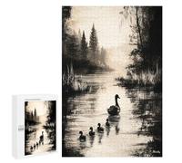 Puzzle Difficile pour Adultes 1000 PCS Vintage Serenity - Duck Family on A Peaceful Lake Puzzles pour Adultes - Jeu Familial - pour S'amuser en Famille - Un pour Les Amateurs De Jeux 1000