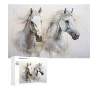 Puzzle Difficile pour Adultes 1000 PCS Whispering Winds A Pair of Graceful Horses in Motion Puzzles pour Adultes, Jouet, Décoration Murale, Défi Éducatif De Course De Vitesse Manuelle 1000 PCS