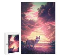 Puzzle Difficile pour Adultes 1000 PCS Wolf at Sunset Puzzles pour Adultes - Jeu Familial - pour S'amuser en Famille - Un pour Les Amateurs De Jeux 1000 PCS