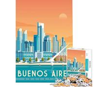 Puzzle Difficile pour Adultes 1000 pièces Affiche de Voyage de Buenos Aires Jeu éducatif Cadeau Amusant pour Femmes (Taille 38x52cm)