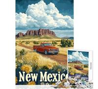 Puzzle Difficile pour Adultes 1000 pièces Affiche de Voyage sur la Route du Nouveau-Mexique Jeux relaxants éducatifs et Anti-Stress activités Amusantes à la Maison (50x75cm)