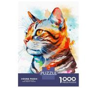 Puzzle Difficile pour Adultes 1000 Pièces American Shorthair Cat Art Puzzles pour Adultes, Jouets À Monter Soi-même, Améliorent La Mémoire, Cadeau d'anniversaire, Cadeaux, 38x26cm/1000pcs