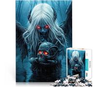 Puzzle Difficile pour Adultes 1000 pièces Ange Noir avec crâne Fait de Bois，pour Les 14 Ans et Plus Casse-tête C'est Un pour Toute la Famille。Taille：50x75cm/19.6x29.5pouce
