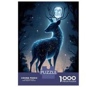 Puzzle Difficile pour Adultes 1000 Pièces Animal Deer Neon Puzzle pour Adultes Jeux Relaxants Défi Difficile Cadeau d'anniversaire, Cadeaux, 52x38cm/1000pcs