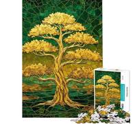 Puzzle Difficile pour Adultes 1000 pièces Arbre doré Mosaïque pour Adolescents Vacances à la Maison Activités Amusantes pour Passer Le Temps Jeu Stimulant Cadeaux (Dimensions 38x52cm)