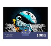 Puzzle Difficile pour Adultes 1000 Pièces Astronaut Sitting in Chair Puzzle Adulte Jeux Relaxants Améliore La Mémoire Défi Éducatif 52x38cm/1000pcs