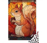 Puzzle Difficile pour Adultes 1000 Pièces Autumn Squirrel with Acorn Puzzles pour Adolescents Jeux Amusants Cadeaux pour Femmes Défi À Compléter 38x26cm/1000pcs