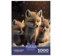 Puzzle Difficile pour Adultes 1000 Pièces Baby Fox in Snow Puzzle Anti-Stress, Jeu D'analyse Et De Logique, Cadeau d'anniversaire, Cadeaux, 52x38cm/1000pcs