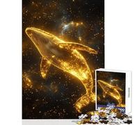 Puzzle Difficile pour Adultes 1000 pièces Baleine dorée Cosmos Jeux éducatifs Jouet Difficile Décoration Murale Collection d'artistes Beaux-Arts (50x75cm)