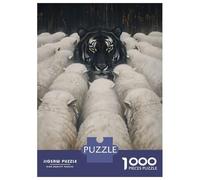 Puzzle Difficile pour Adultes 1000 Pièces Black Tiger Sheep Leader Puzzles pour Adultes, Jouets À Monter Soi-même, Améliorent La Mémoire, Cadeau d'anniversaire, Cadeaux, 70x50cm/1000pcs