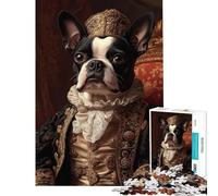 Puzzle Difficile pour Adultes 1000 pièces Boston Terrier Renaissance Noble idéal pour Un Anniversaire ou Noël Décoration Parfaite Jeu éducatif Convient aux 14 Ans et Plus (38x52cm)