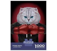 Puzzle Difficile pour Adultes 1000 Pièces Boxer Cat Boxing Champion Puzzle Adulte Jeux Relaxants Améliore La Mémoire Défi Éducatif 38x26cm/1000pcs