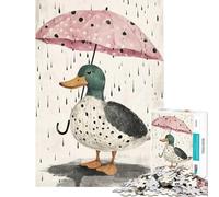 Puzzle Difficile pour Adultes 1000 pièces Canard avec Parapluie Jeu de réflexion Stimulant Cadeau d'anniversaire décoration Murale (Taille 50x75cm)
