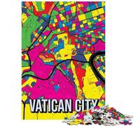 Puzzle Difficile pour Adultes 1000 pièces Carte de la Cité du Vatican Style Pop Art idéal pour Les Adolescents pour Passer Le Temps à la Maison Jeu Stimulant et Cadeau (75x50cm/1000 pièces)