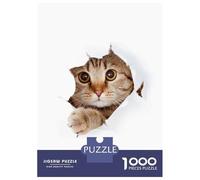Puzzle Difficile pour Adultes 1000 Pièces Cat Looking Paper Funny Puzzle pour Adultes Jeux Relaxants Défi Difficile Cadeau d'anniversaire, Cadeaux, 38x26cm/1000pcs