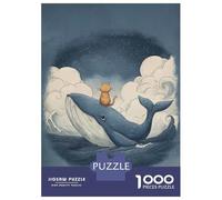 Puzzle Difficile pour Adultes 1000 Pièces Cat Riding A Whale Puzzle, Jouet, Décoration Murale, Cadeau D'analyse Et De Logique pour Les Amis Et La Famille 52x38cm/1000pcs